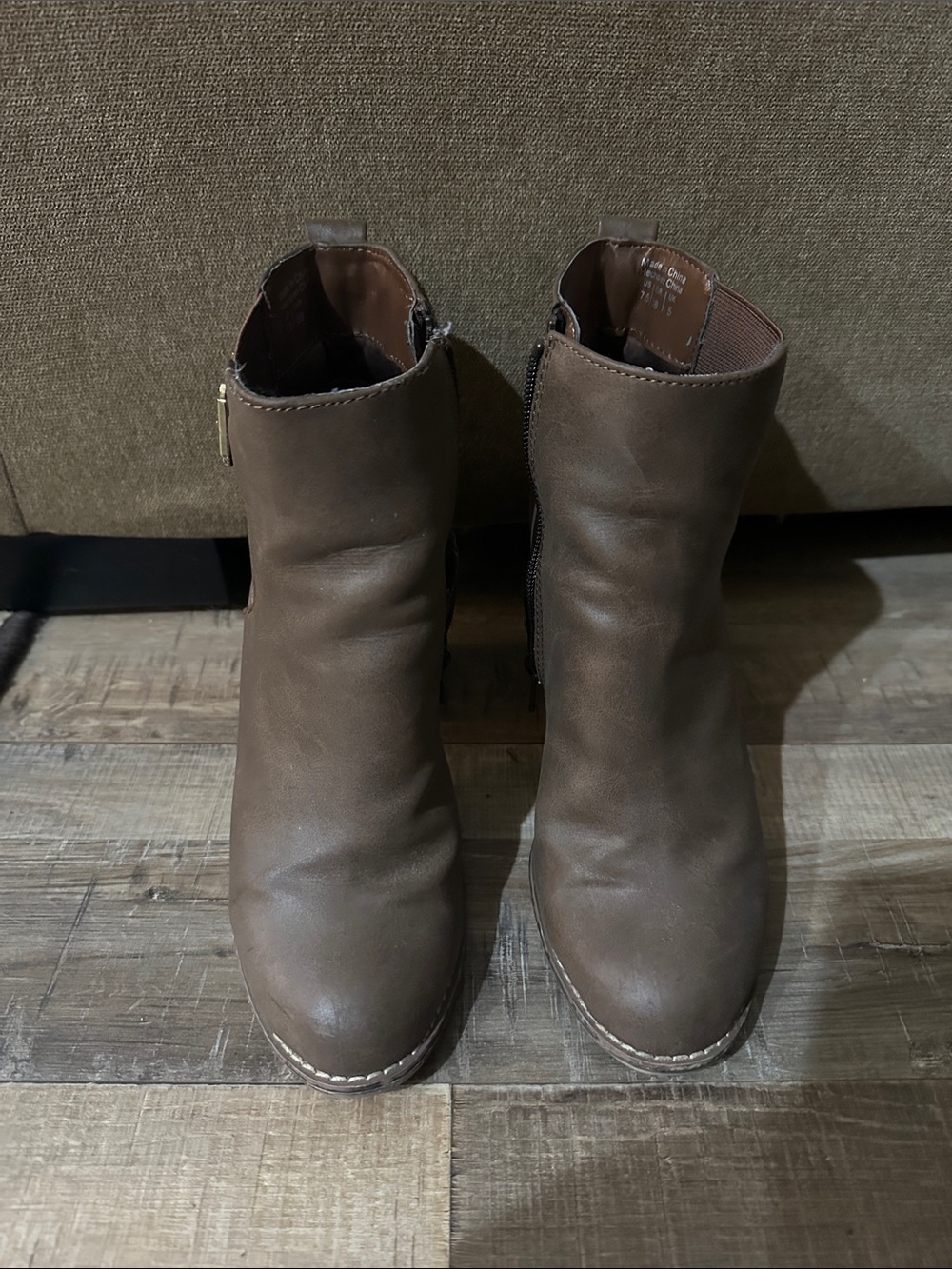 Aldo Brown Ankle Heeled Boots with Side Zip